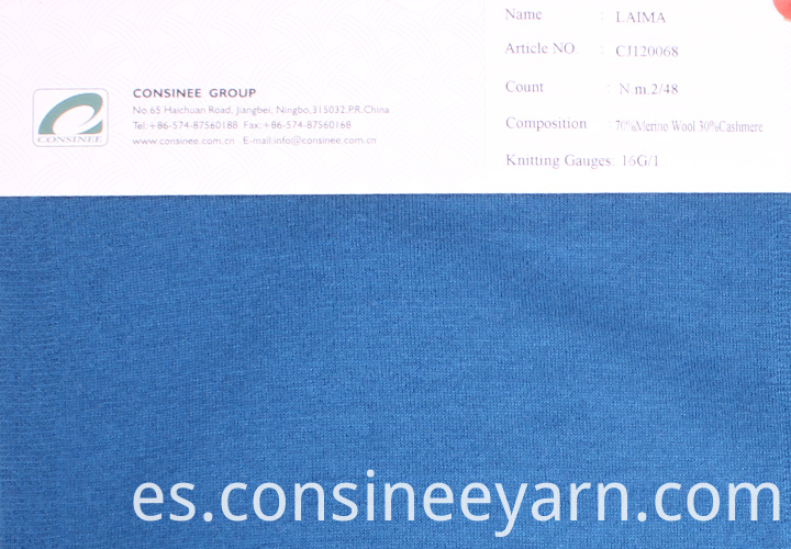 Nm2 / 48 70% lana merina 30% hilo de cachemira Nm2/48 70% merino wool 30% cashmere yarn
